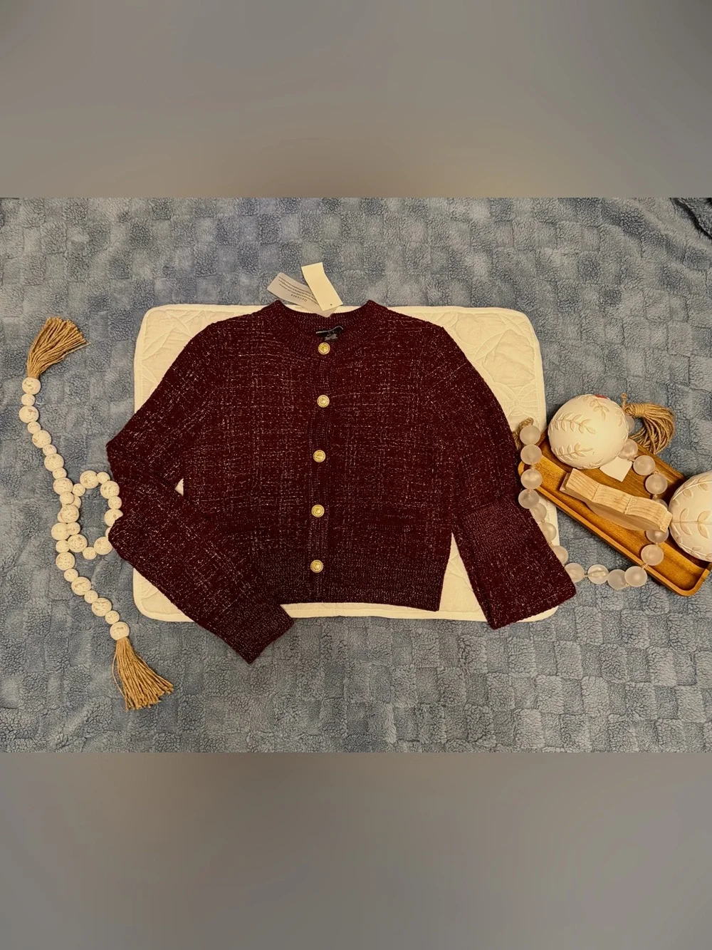French Connection Metallic Tweed Knit Cardigan NWT! - Picture 2 of 13